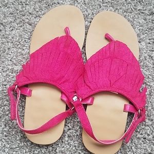 Pink fringe sandals